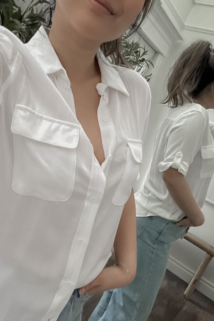 Roll Up Sleeve Shirt in White
