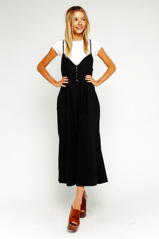 Button Up Oversized Jumpsuit in Black