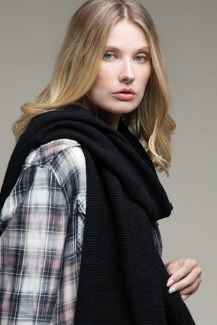 •winter• Wrapped in Cozy Soft Knit Scarf in Black