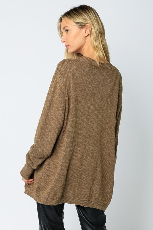Heathered Cardigan in Olive