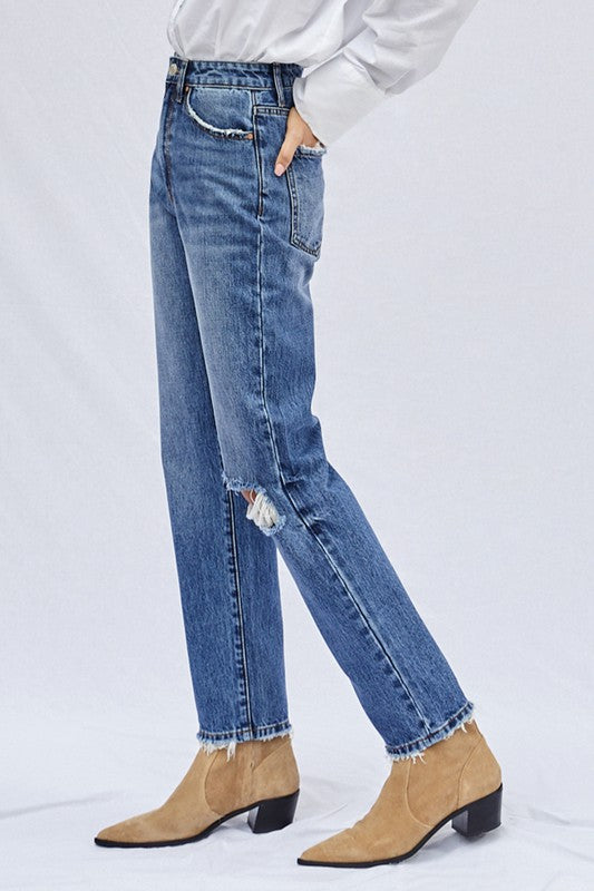 Hi Rise Straight Jeans