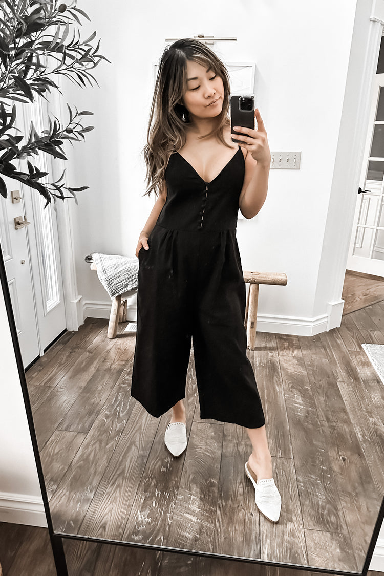 Button Up Oversized Jumpsuit in Black