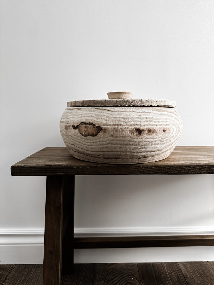 Paulownia Wood Large Bowl with Lid